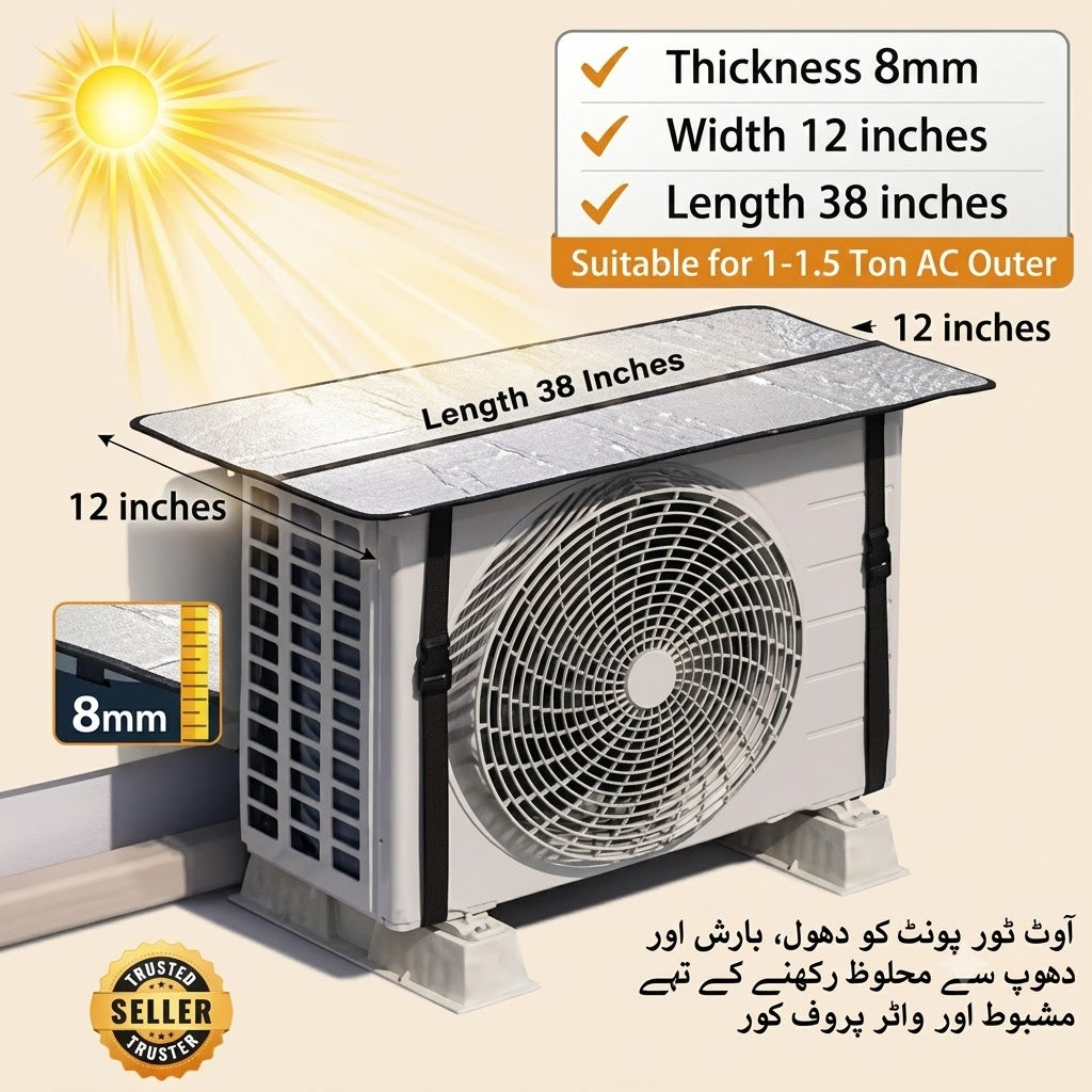 Air Conditioner Outdoor Unit Cover | Waterproof Heat Insulation AC Cover for 1 & 1.5 Ton Split AC (Random Design)