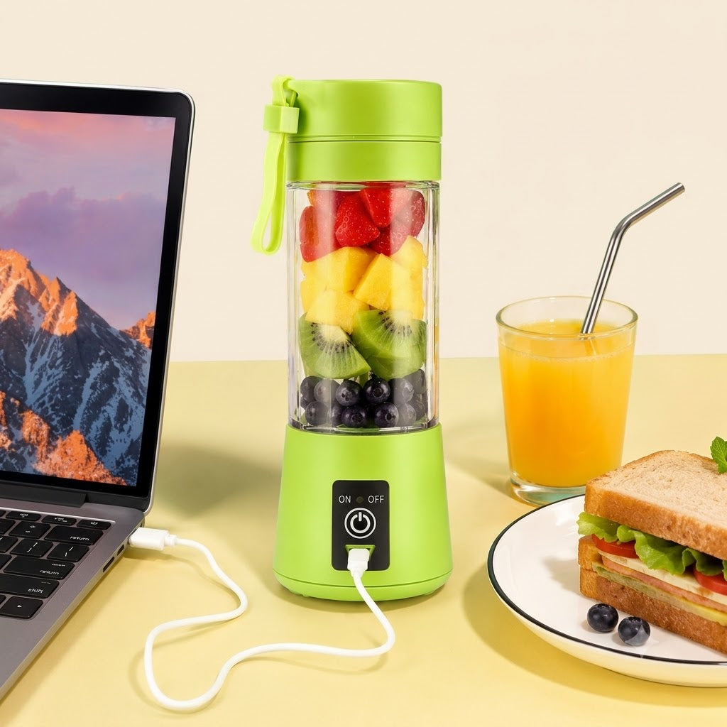 Portable USB Rechargeable Juicer Blender Bottle – Mini Fruit & Vegetable Smoothie Maker (Random Color)