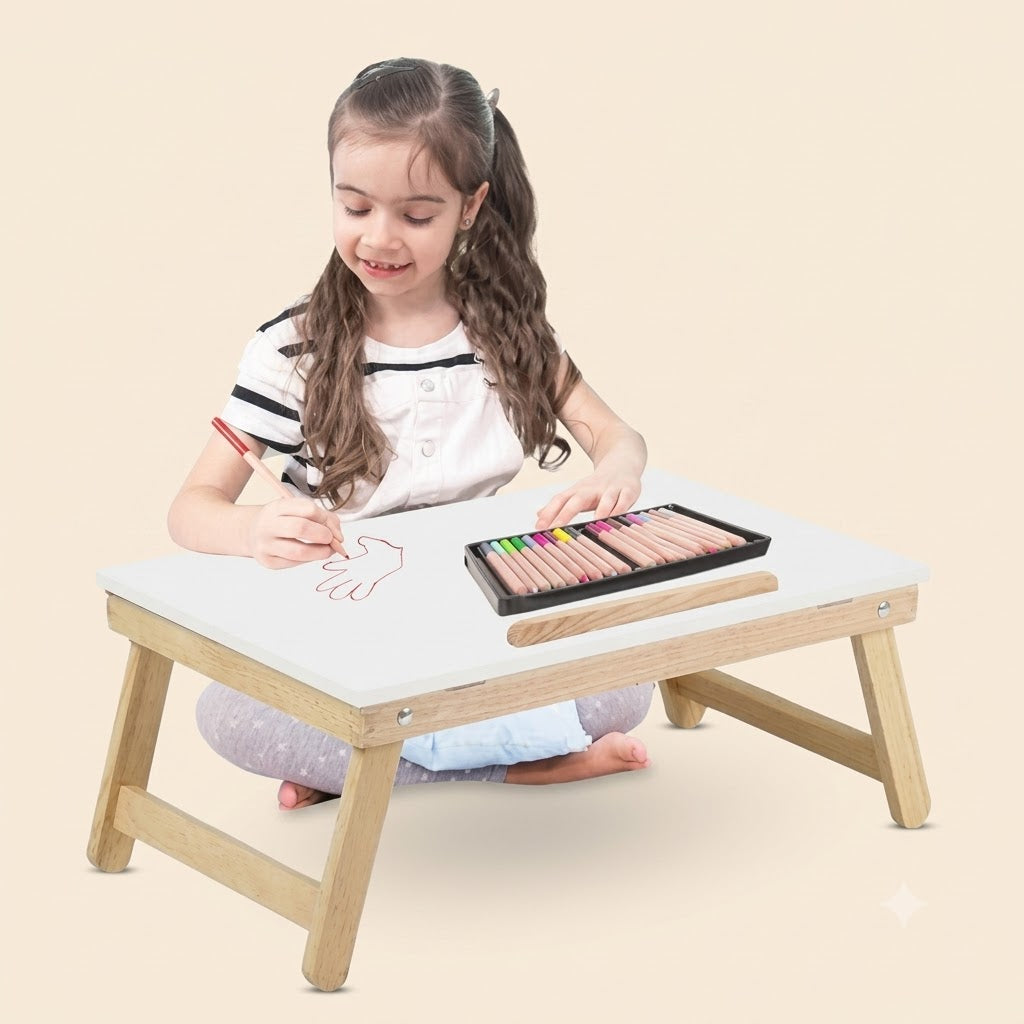 Multi-Purpose Wooden Folding Table – Portable Laptop Desk for Study, Reading & Bed Use