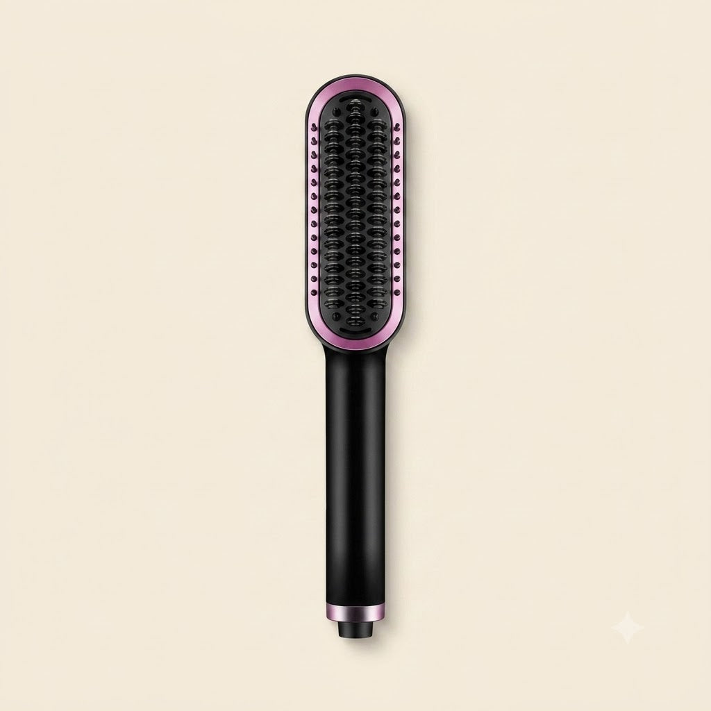 909B Hair Straightening Brush – Electric 2-in-1 Hair Straightener & Curler Heating Styling Comb