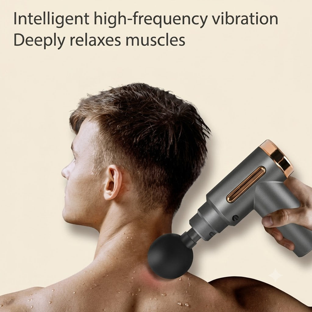 4-in-1 Massage Gun | Deep Tissue Percussion Massager with 4 Attachments | Handheld Electric Muscle Therapy Device