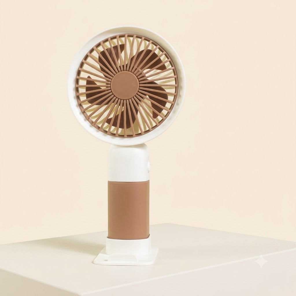 Mini Rechargeable Handheld Fan with Mobile Stand – Portable USB Desktop Cooling Fan (Single Speed)