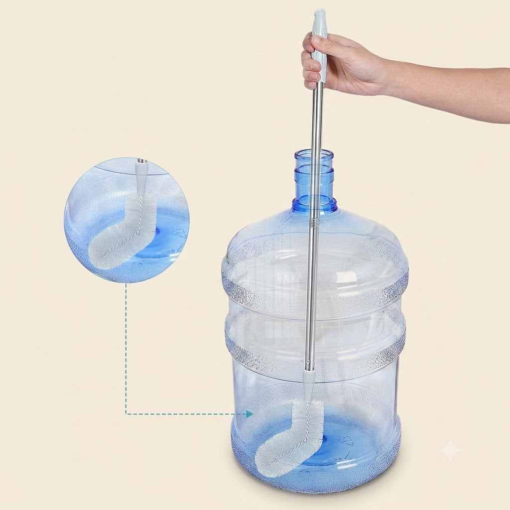 19 Litre Water Bottle Cleaning Brush | Adjustable Long Handle Deep Cleaning Brush (40–60cm) for Gallon Bottles (Random Color)