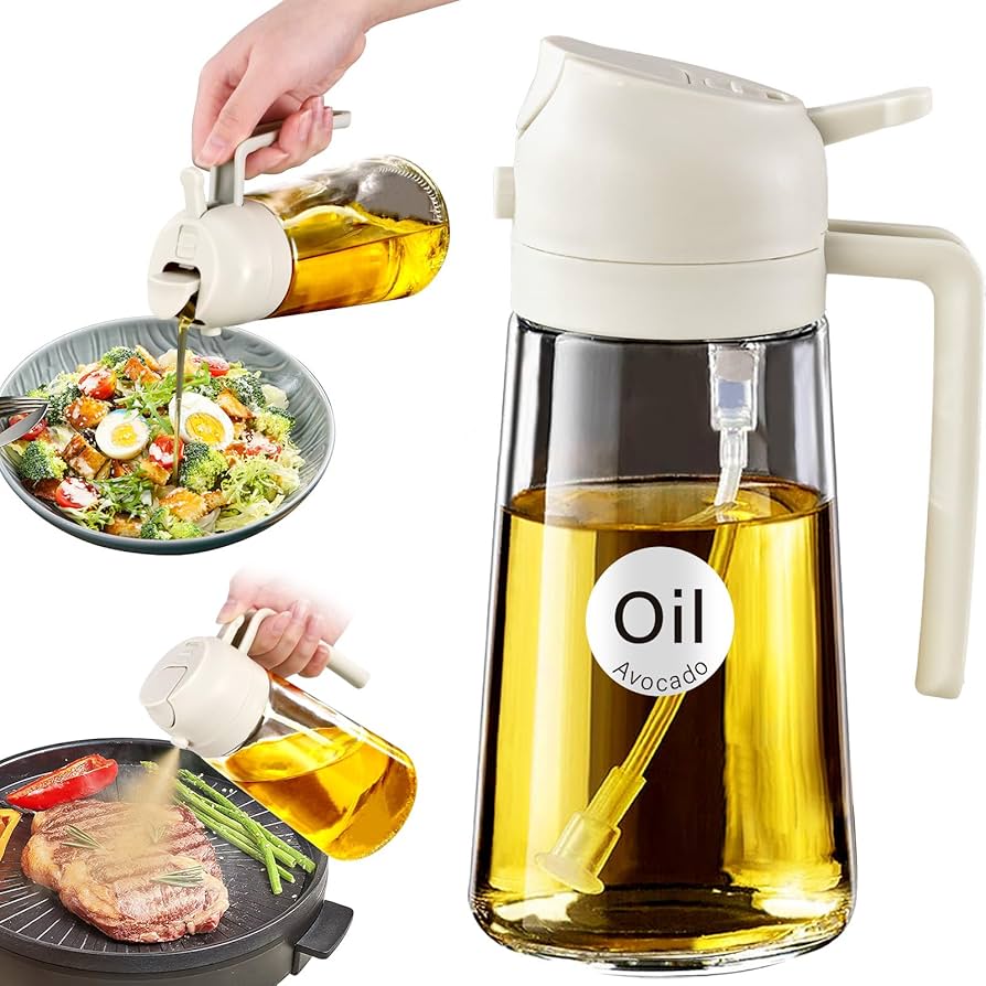 2-in-1 Oil Sprayer Bottle for Kitchen – Oil Spray & Pour Dispenser for Cooking, Air Frying, BBQ & Salads