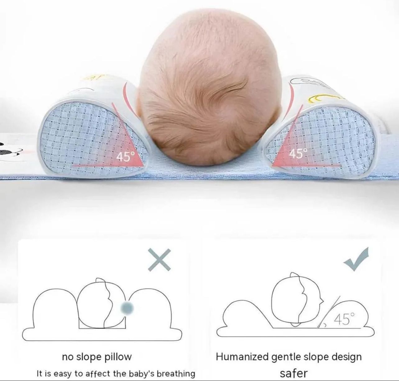 Adjustable Newborn Baby Head Shaping Pillow | Soft Infant Flat Head Prevention Pillow | Baby Sleeping Support Cushion (Random Color & Design)