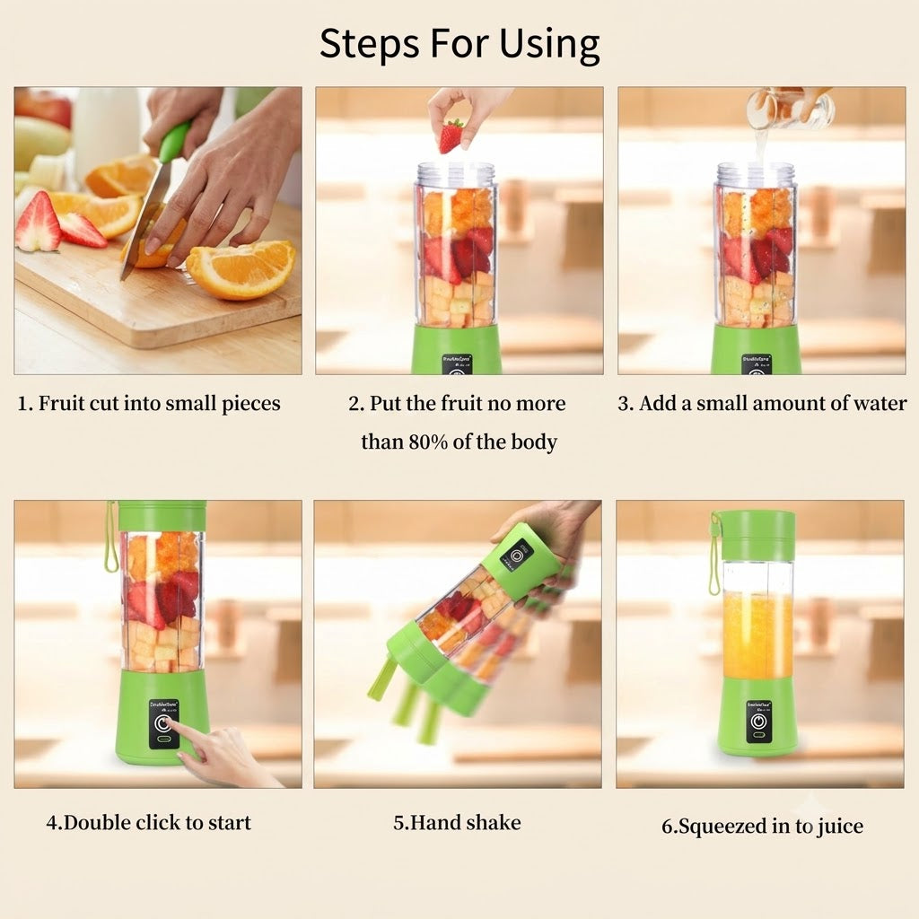 Portable USB Rechargeable Juicer Blender Bottle – Mini Fruit & Vegetable Smoothie Maker (Random Color)