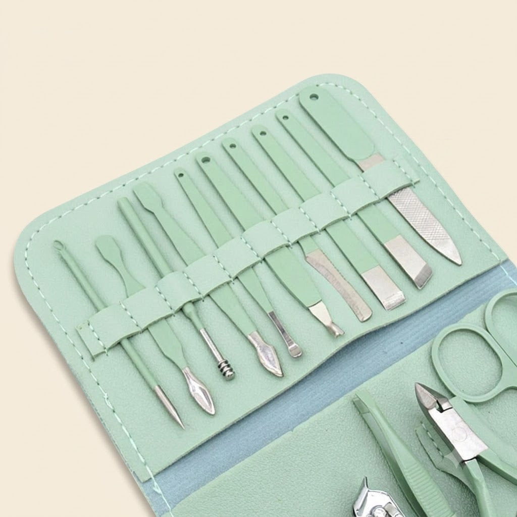 16-Piece Manicure & Pedicure Kit – Premium Stainless Steel Nail Care Set with Travel Case (Random Color)