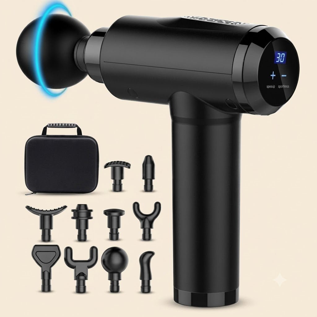 4-in-1 Massage Gun | Deep Tissue Percussion Massager with 4 Attachments | Handheld Electric Muscle Therapy Device