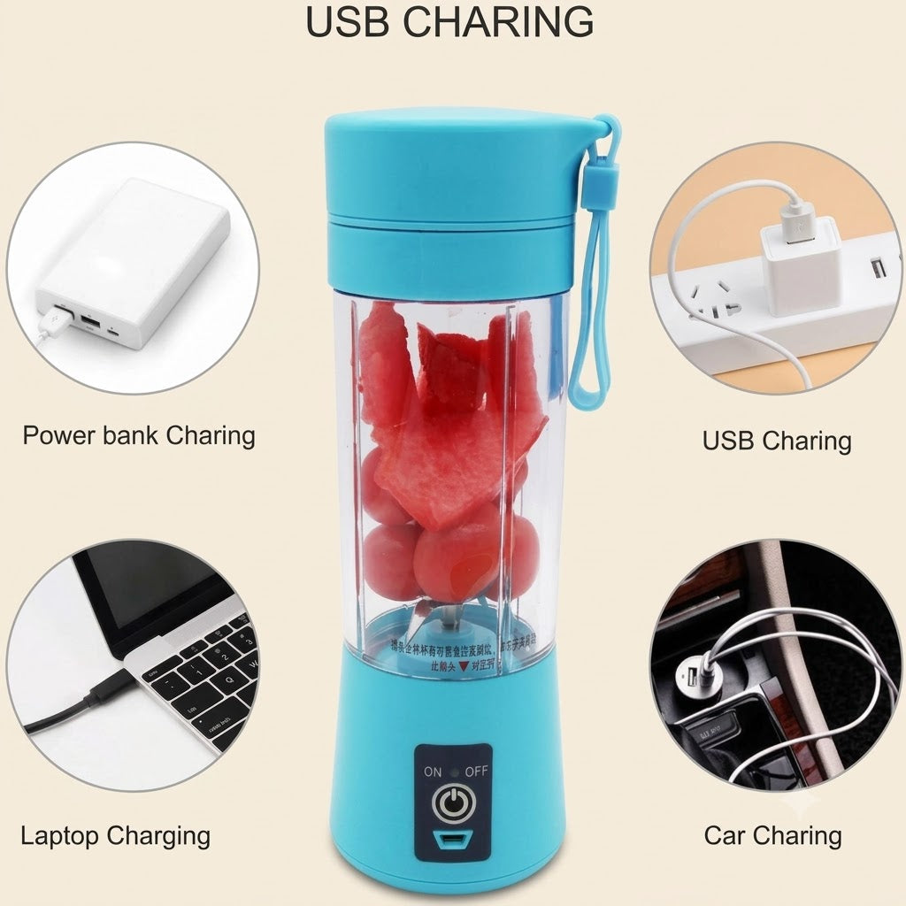 Portable USB Rechargeable Juicer Blender Bottle – Mini Fruit & Vegetable Smoothie Maker (Random Color)