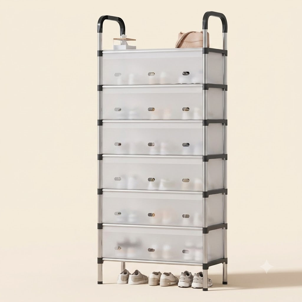 Modern 7-Layer Shoe Storage Rack with Dustproof Cover – Multi-Tier Shoe Organizer