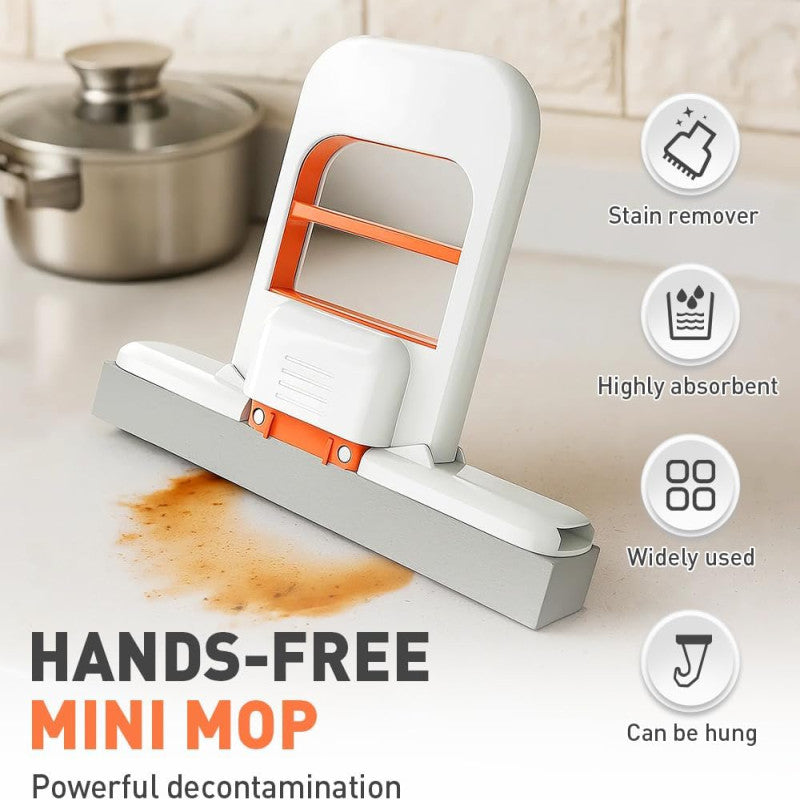 Mini Foldable Desktop Mop | Portable Self-Squeeze Sponge Cleaning Mop for Kitchen, Bathroom & Office