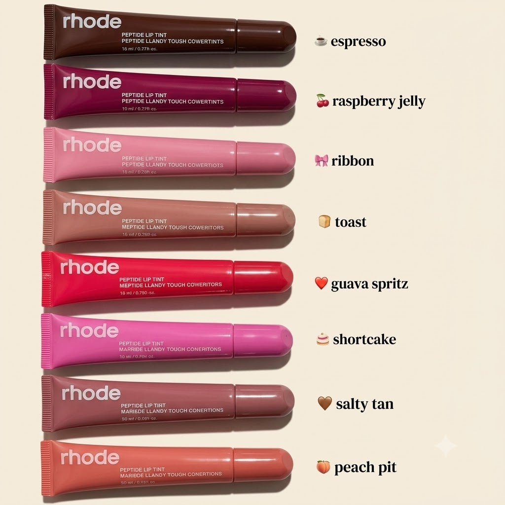 Rhode Peptide Lip Tint Pack of 8 Shades – Hydrating Glossy Lip Balm Set