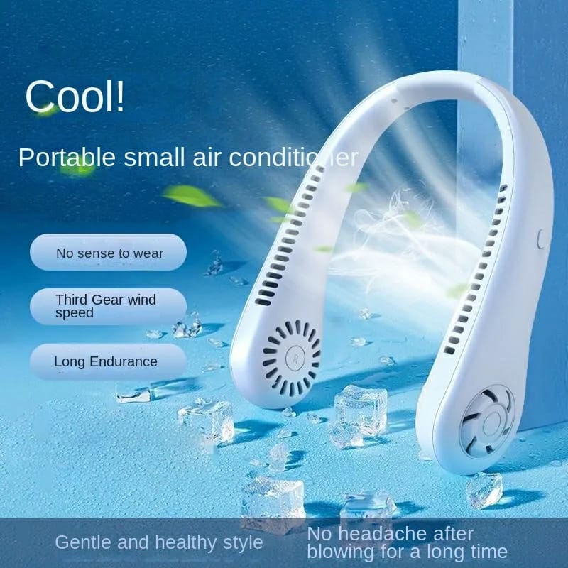 Portable Bladeless Neck Cooler Fan – USB Rechargeable Hands-Free 360° Cooling Neck Fan (1200mAh)