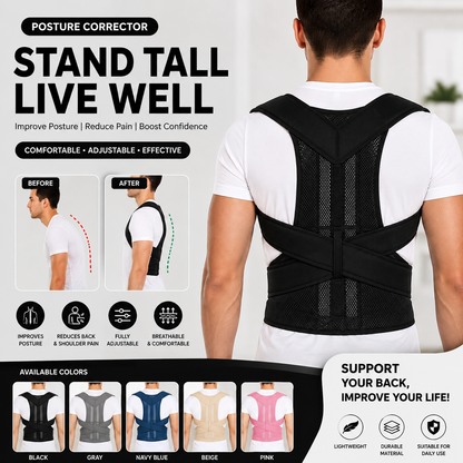 Adjustable Magnetic Posture Corrector Back Brace – Upper Back & Shoulder Support Belt for Men & Women