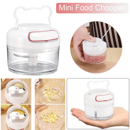 Pack of 2 Combo Deal – Garlic Press Tool + Mini Chopper Manual Food Grinder & Vegetable Crusher Kitchen Gadget