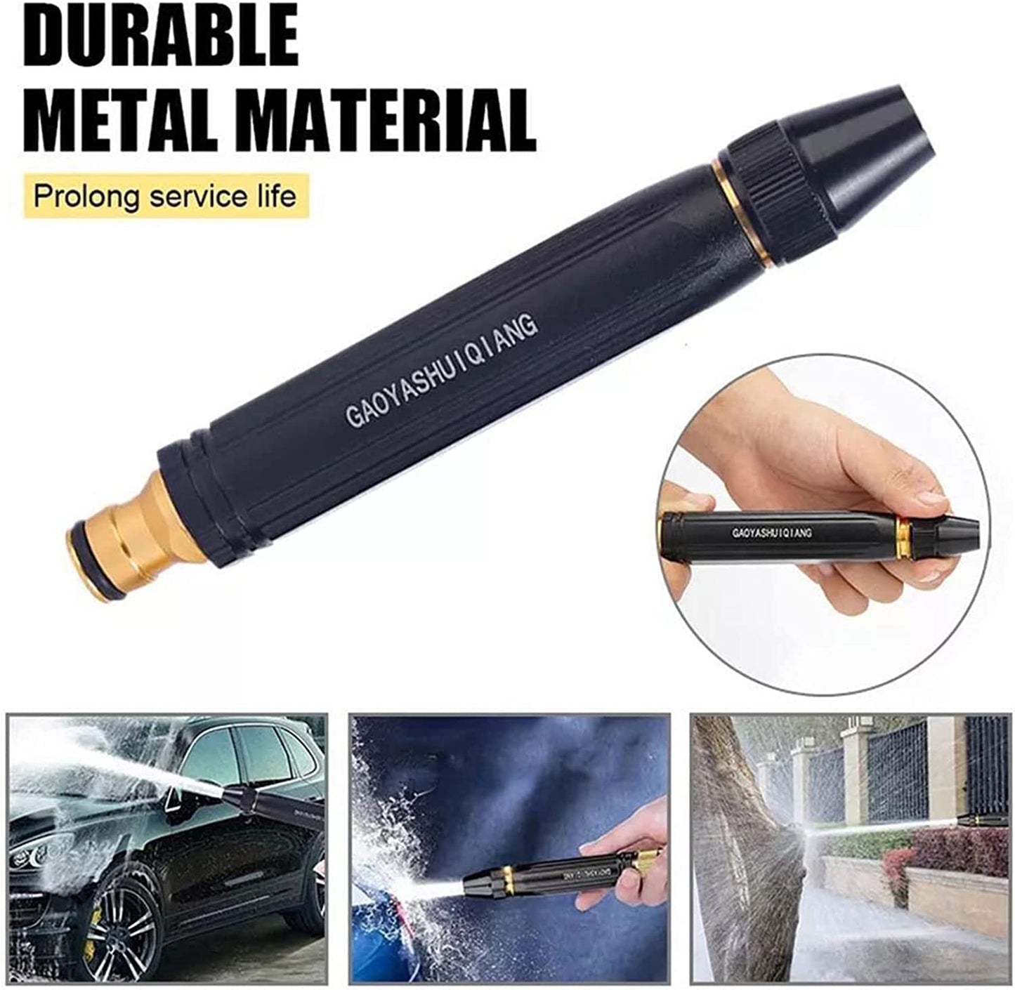 High Pressure Hose Nozzle Spray Gun | Adjustable Water Jet Nozzle with Water Stop Switch for Car Wash & Garden