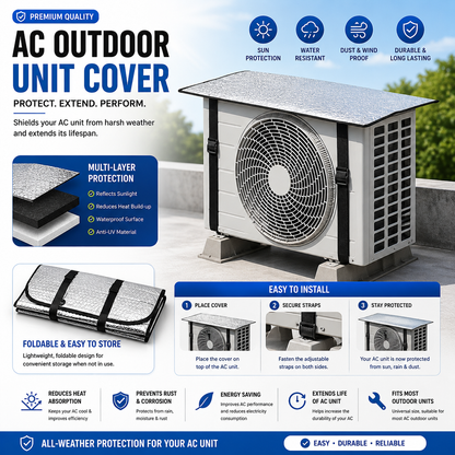 Air Conditioner Outdoor Unit Cover | Waterproof Heat Insulation AC Cover for 1 & 1.5 Ton Split AC (Random Design)