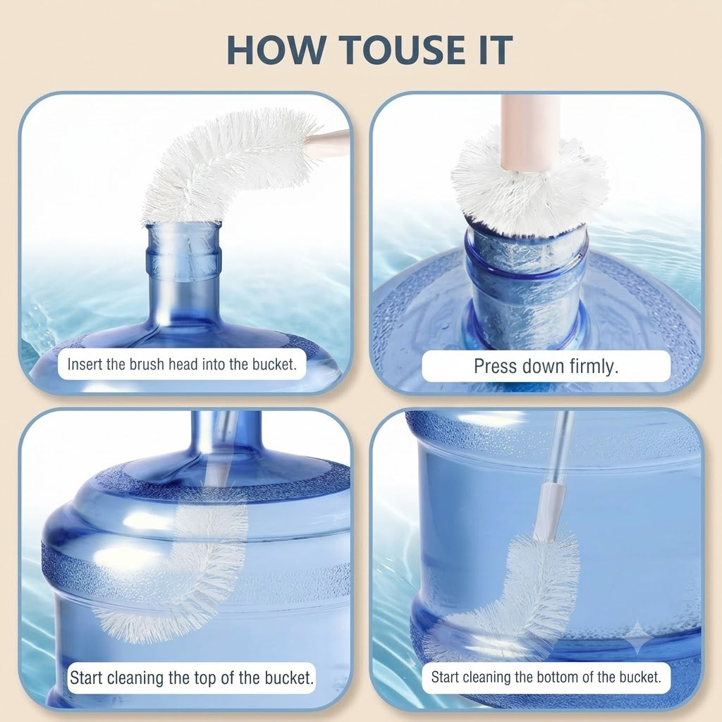 19 Litre Water Bottle Cleaning Brush | Adjustable Long Handle Deep Cleaning Brush (40–60cm) for Gallon Bottles (Random Color)