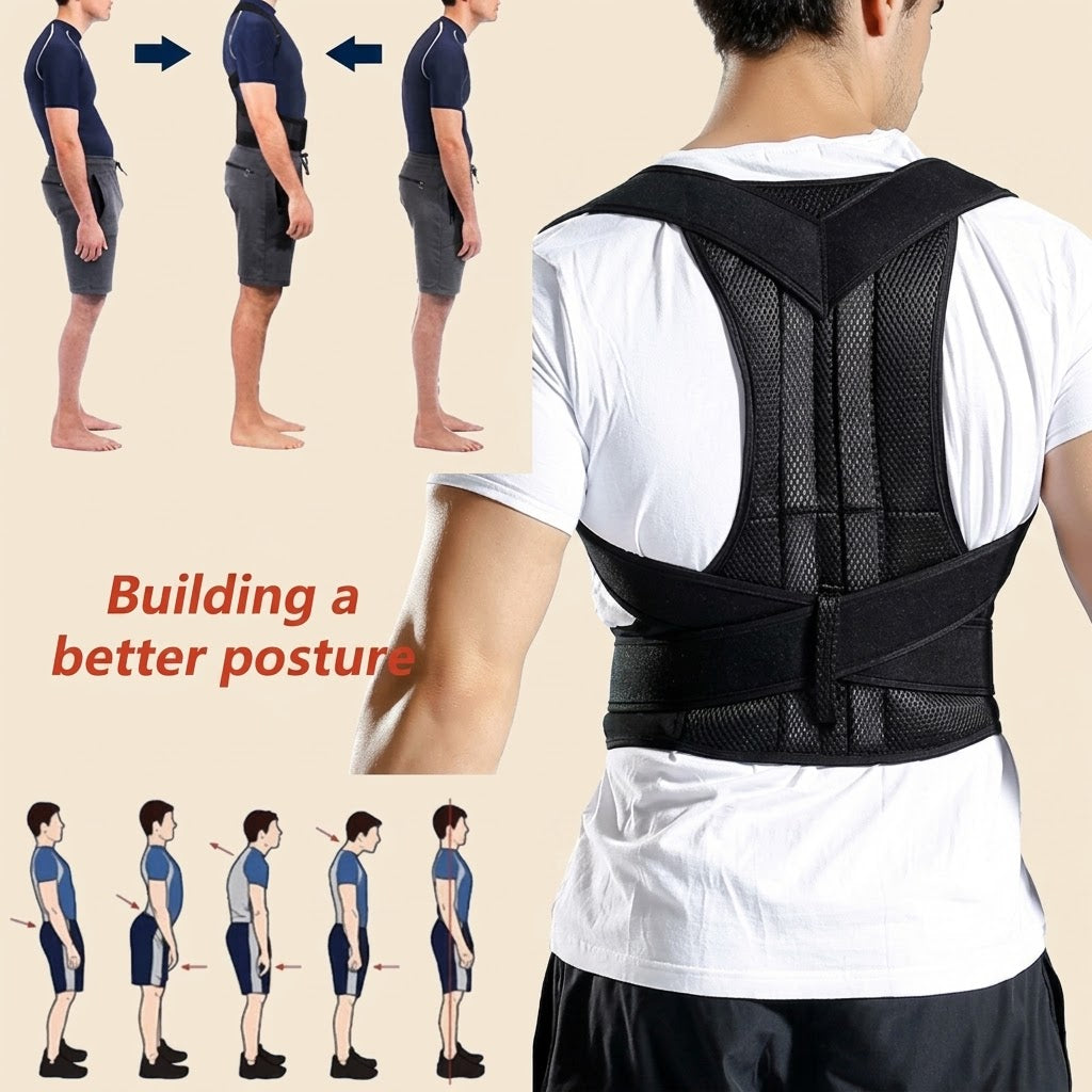 Adjustable Magnetic Posture Corrector Back Brace – Upper Back & Shoulder Support Belt for Men & Women