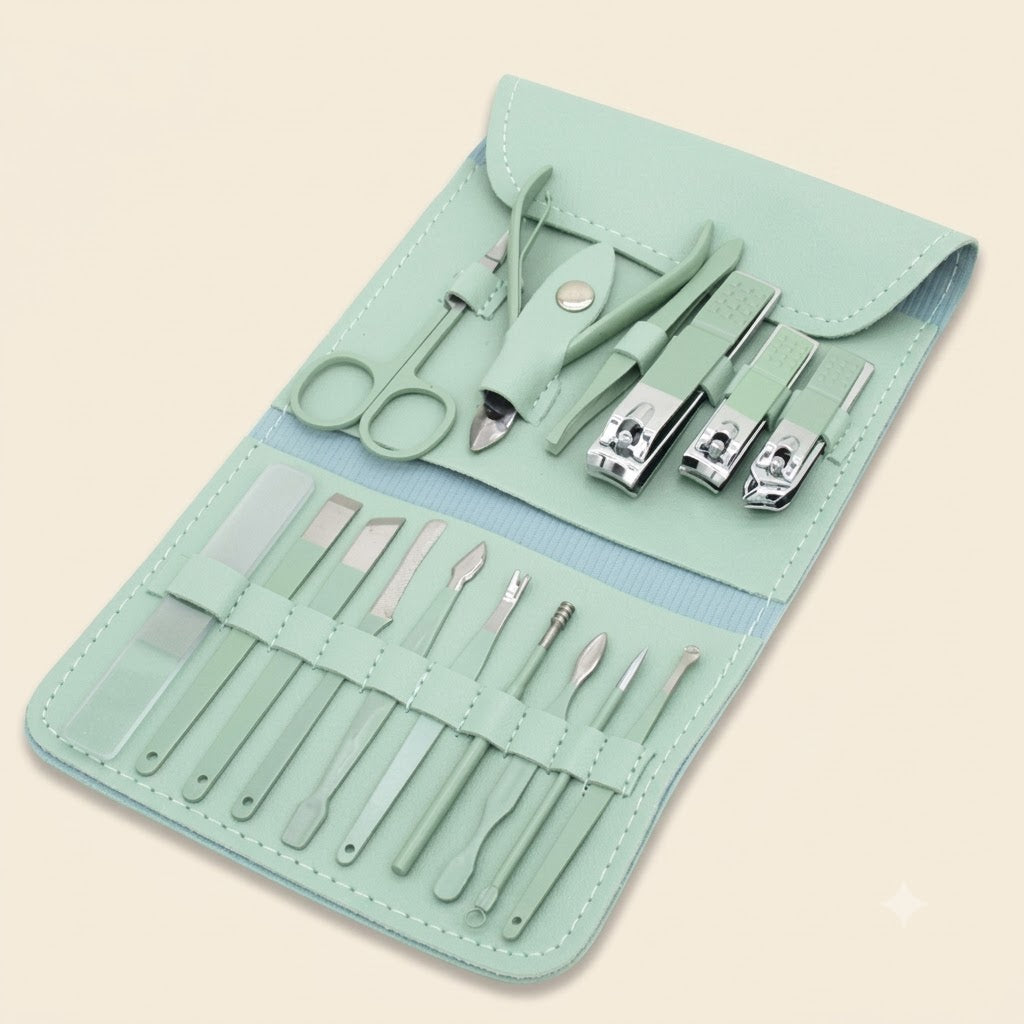 16-Piece Manicure &amp; Pedicure Kit – Premium Stainless Steel Nail Care Set with Travel Case (Random Color)