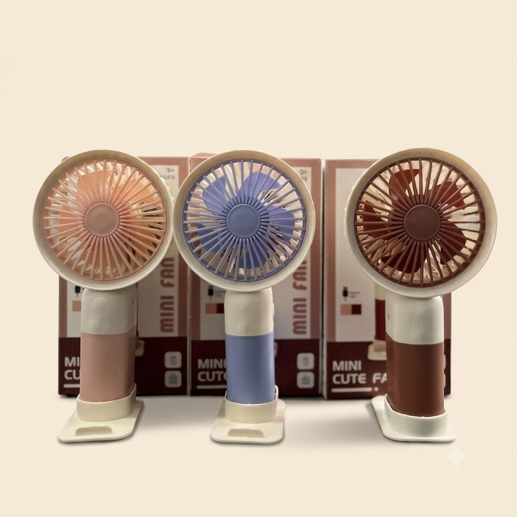 Mini Rechargeable Handheld Fan with Mobile Stand – Portable USB Desktop Cooling Fan (Single Speed)