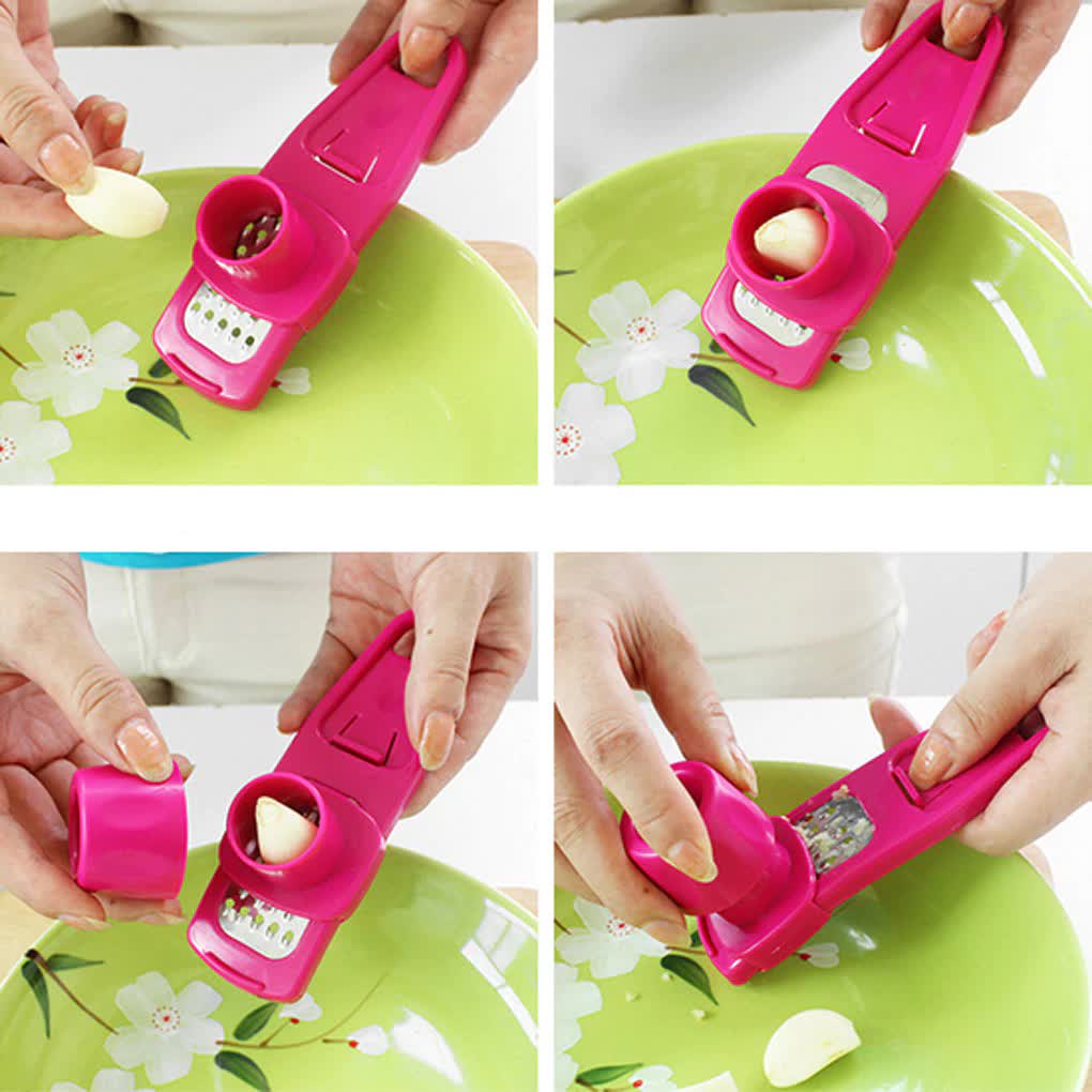 Pack of 2 Combo Deal – Garlic Press Tool + Mini Chopper Manual Food Grinder & Vegetable Crusher Kitchen Gadget