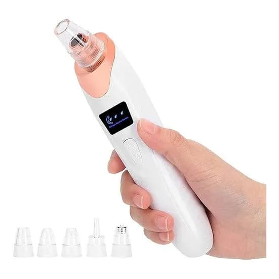 Electric Blackhead Remover Vacuum | USB Rechargeable Face Pore Cleaner with 4 Suction Heads