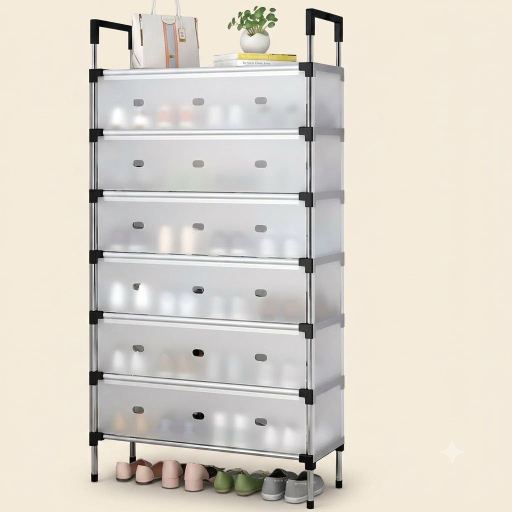 Modern 7-Layer Shoe Storage Rack with Dustproof Cover – Multi-Tier Shoe Organizer