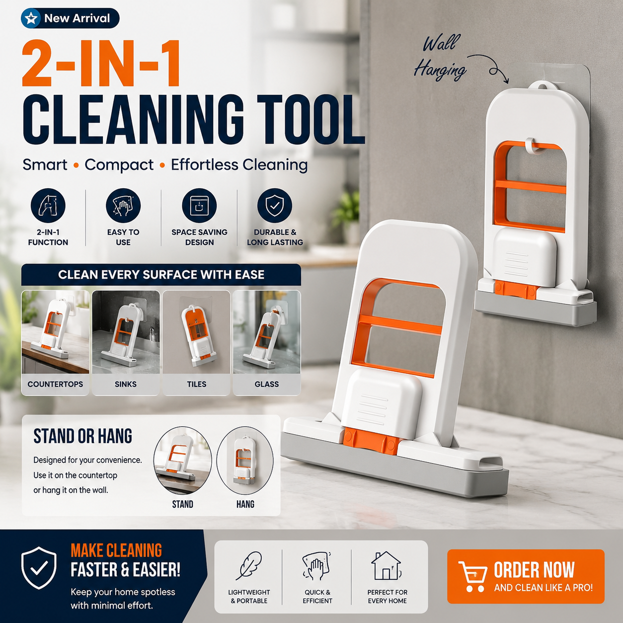 Mini Foldable Desktop Mop | Portable Self-Squeeze Sponge Cleaning Mop for Kitchen, Bathroom & Office