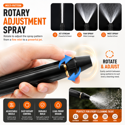 High Pressure Hose Nozzle Spray Gun | Adjustable Water Jet Nozzle with Water Stop Switch for Car Wash & Garden