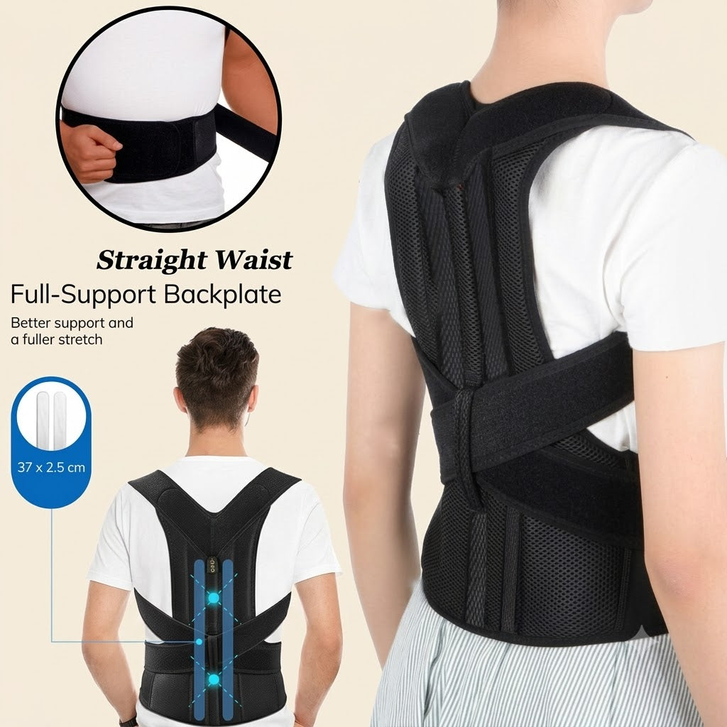 Adjustable Magnetic Posture Corrector Back Brace – Upper Back & Shoulder Support Belt for Men & Women