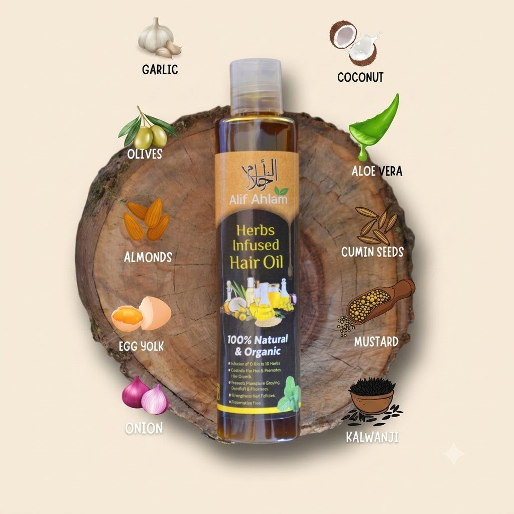 Alif Organics Natural Hair Oil 200ML – Herbal Hair Growth Oil for Hair Fall Control &amp; Scalp Nourishment