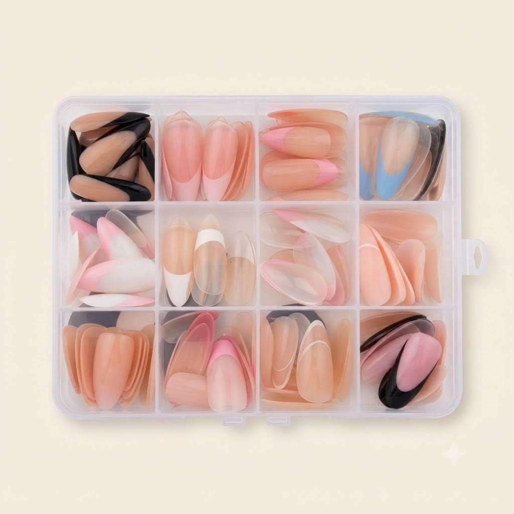 144 Pcs Multicolor False Nails Set – Stylish Press-On Nails for Daily & Party Wear
